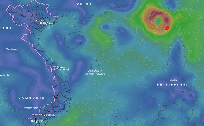 Updated position of storm Usagi at 11:30 a.m. on November 15. Photo: Vietnam Disaster Monitoring System