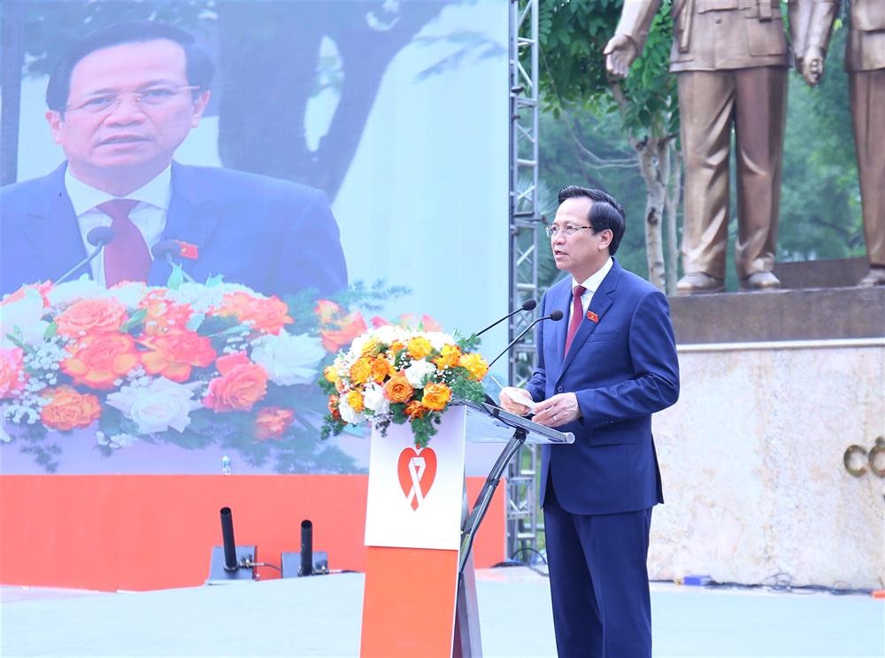 Bo truong Bo Lao dong - Thuong binh va Xa hoi Dao Ngoc Dung phat bieu tai buoi Le. Anh: Bo Cong an  