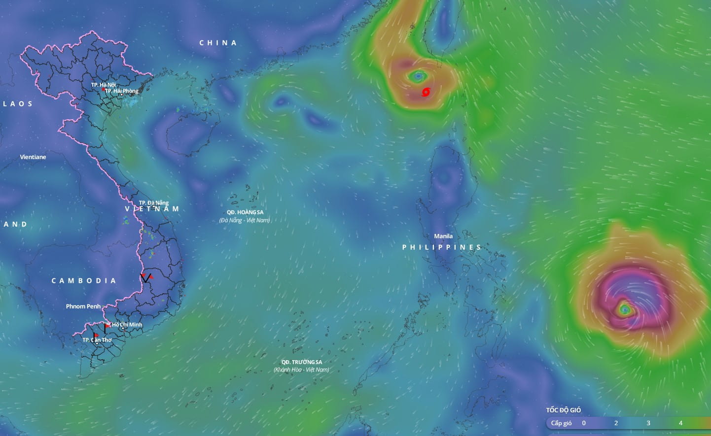 Storm No. 9 is active in the northeastern sea area of ​​the North East Sea. Photo: Vietnam Disaster Monitoring System