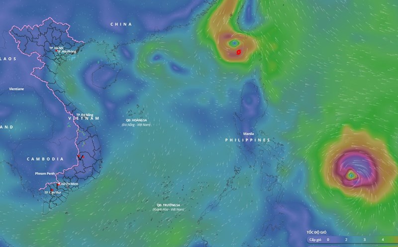 Storm No. 9 is active in the northeastern sea area of the North East Sea. Photo: Vietnam Disaster Monitoring System
