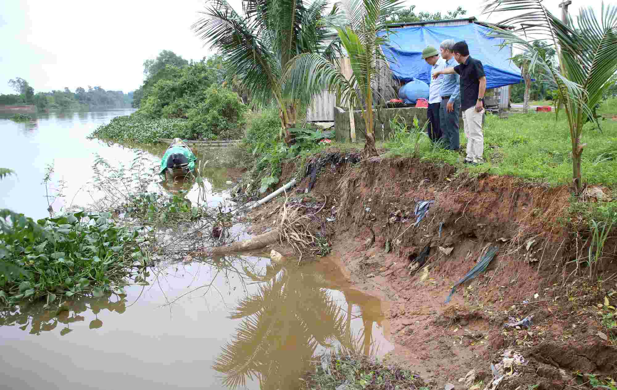 Landslide on Vinh Dinh riverbank in Trieu Hoa commune. Photo: Hung Tho