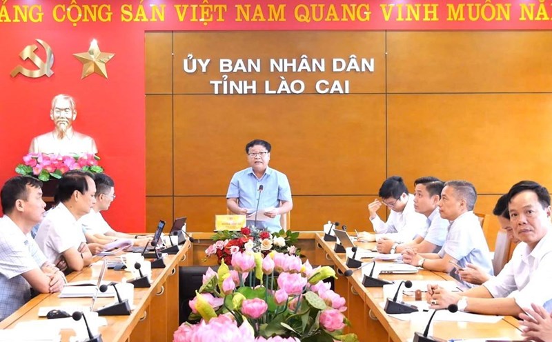Vice Chairman of Lao Cai Provincial People's Committee Nguyen Trong Hai speaks at the conference. Photo: Lao Cai Provincial Portal.