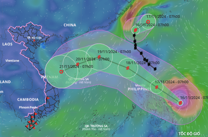 Currently, two storms Usagi and Man-yi are active near the East Sea. Photo: Vietnam Disaster Monitoring System