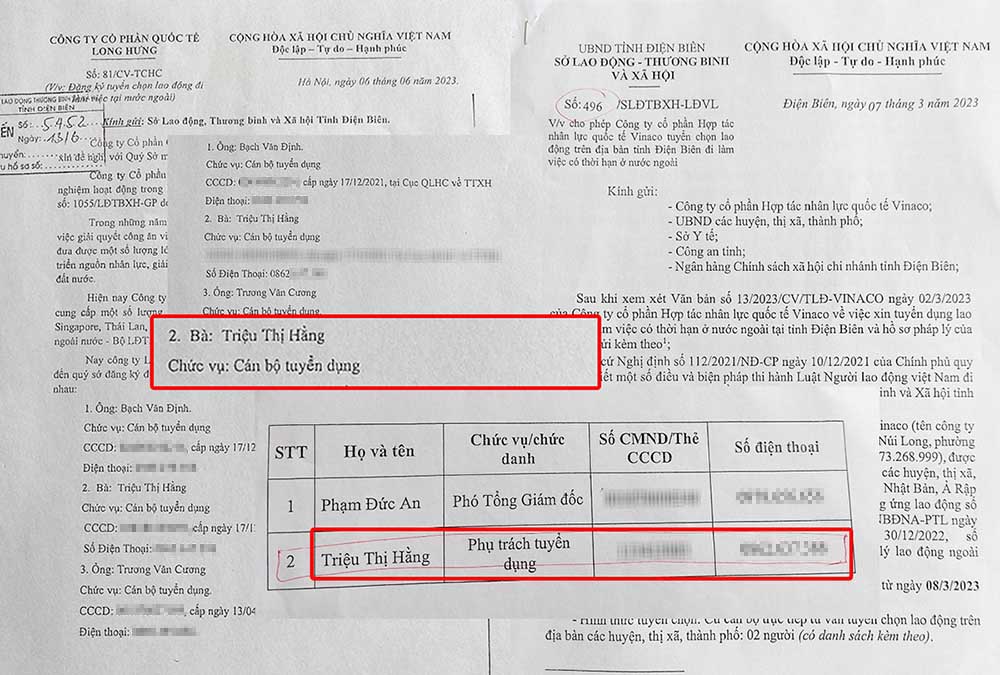 Bà Triệu Thị Hằng có tên trong danh sách giới thiệu cán bộ tuyển dụng của cả Công ty Long Hưng và Công ty Vinaco.