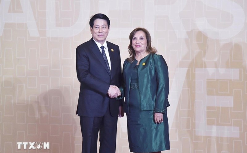 Peruvian President Dina Ercilia Boluarte Zegarra welcomed President Luong Cuong to attend the conference. Photo: VNA