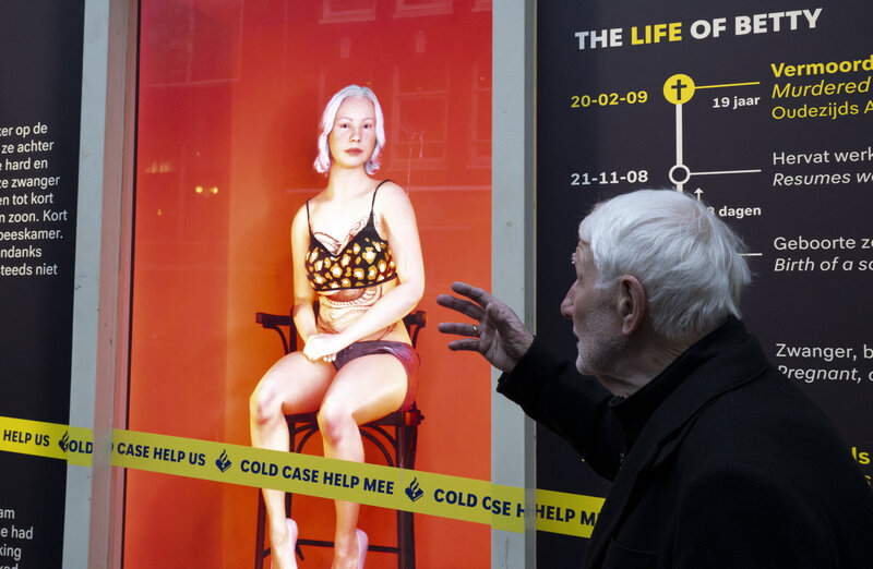 3D projection of the murder victim in the red light district in the Netherlands. Photo: AFP