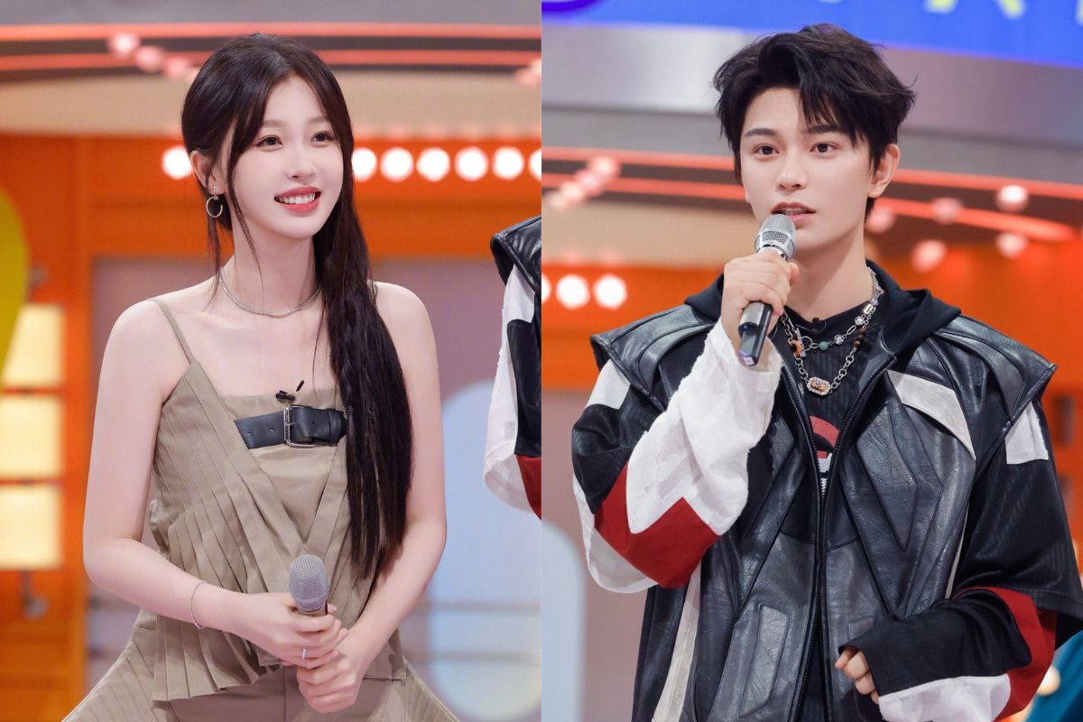 Ngu Thu Han and Dinh Vu He in the show "Hello Saturday". Photo: Weibo