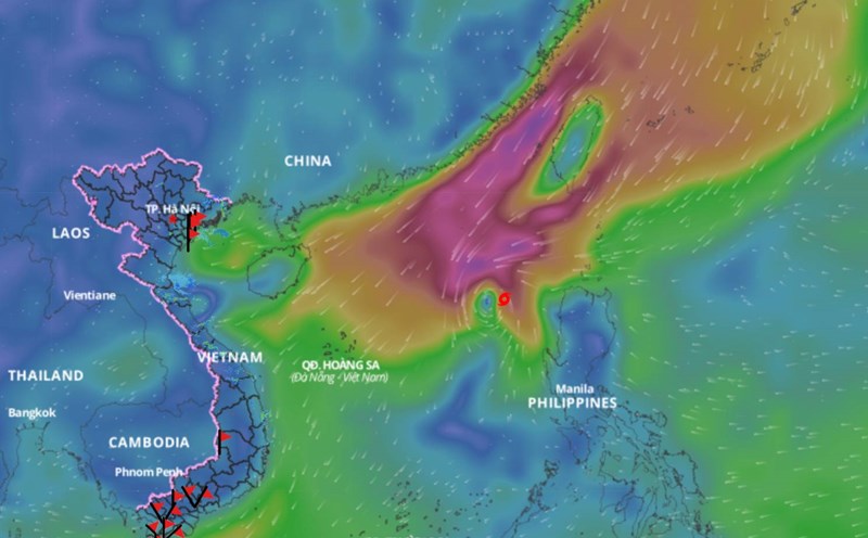 Updated position of storm No. 9 at 8:30 a.m. on November 18. Photo: Vietnam Disaster Monitoring System