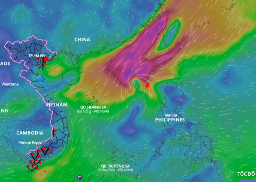 Updated position of storm No. 9 Man-yi at 10:00 a.m. on November 18. Photo: Vietnam Disaster Monitoring System