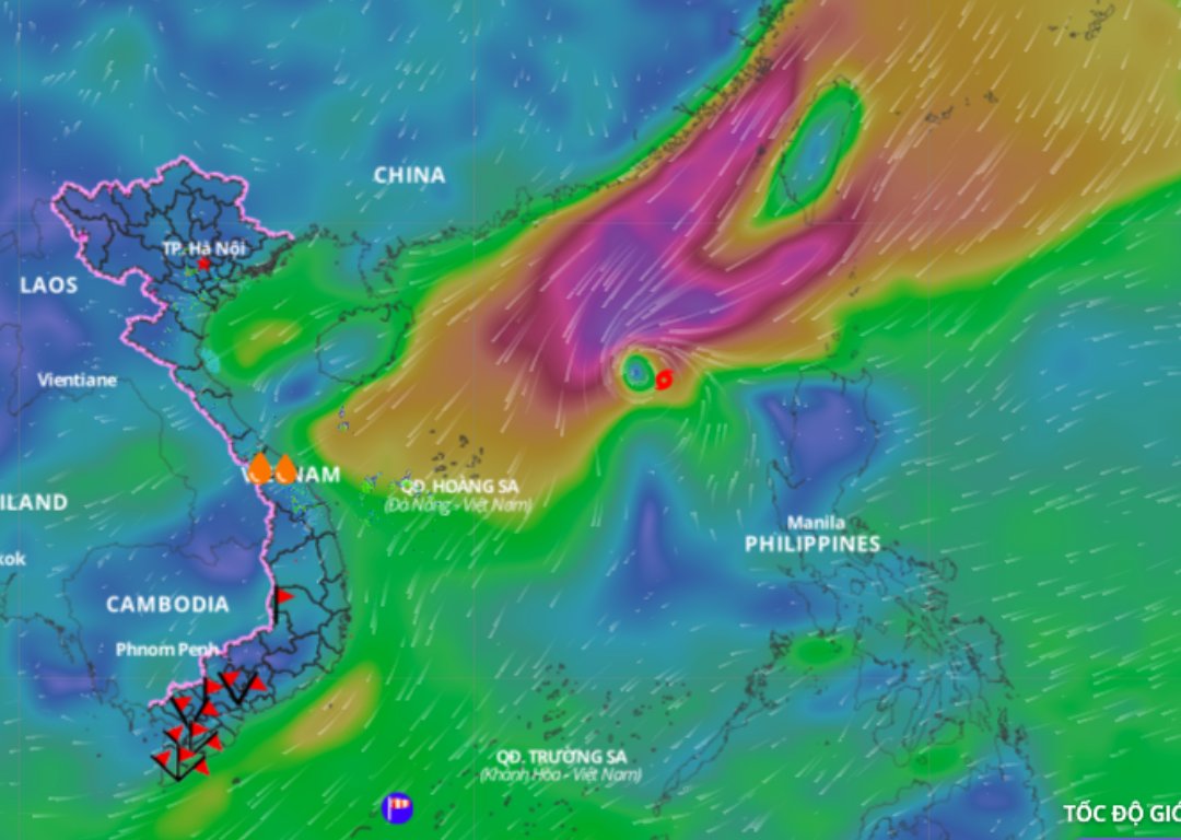 Typhoon No. 9 Man-yi is active in the eastern sea of ​​the North East Sea. Photo: Vietnam Disaster Monitoring System