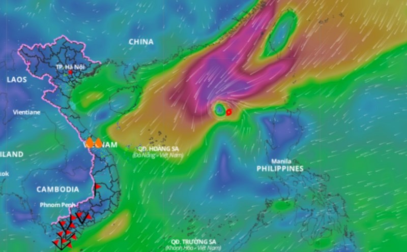 Typhoon No. 9 Man-yi is active in the eastern sea of the North East Sea. Photo: Vietnam Disaster Monitoring System