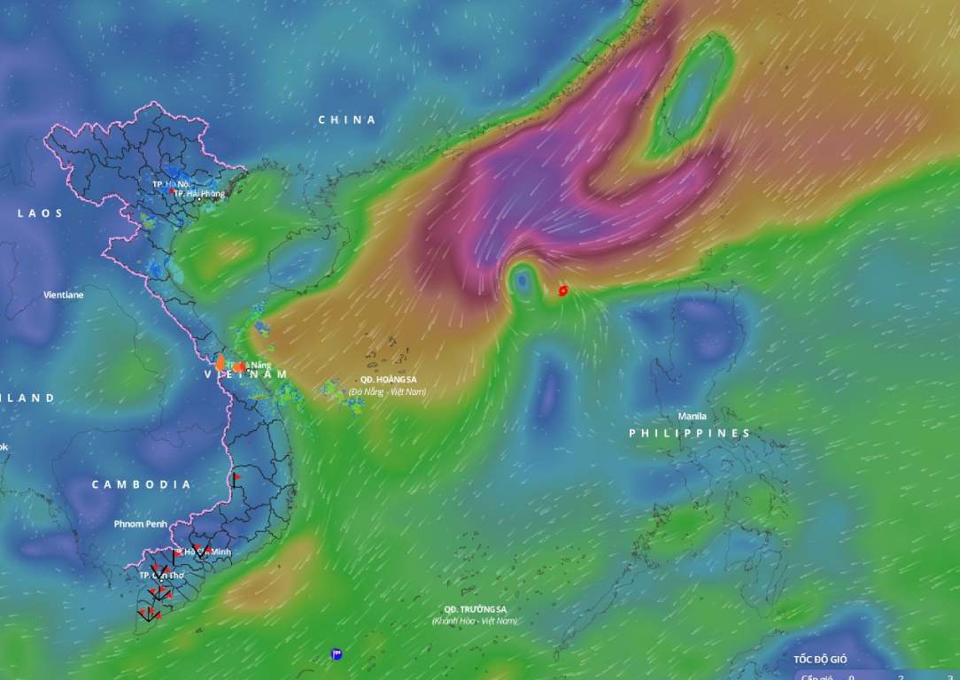 Updated position of storm No. 9 Man-yi at 6:00 p.m. on November 18. Photo: Vietnam Disaster Monitoring System