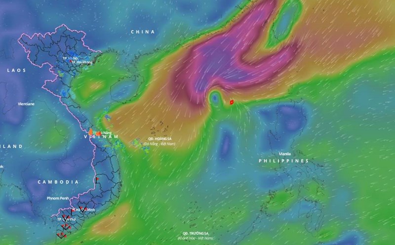 Updated position of storm No. 9 Man-yi at 6:00 p.m. on November 18. Photo: Vietnam Disaster Monitoring System