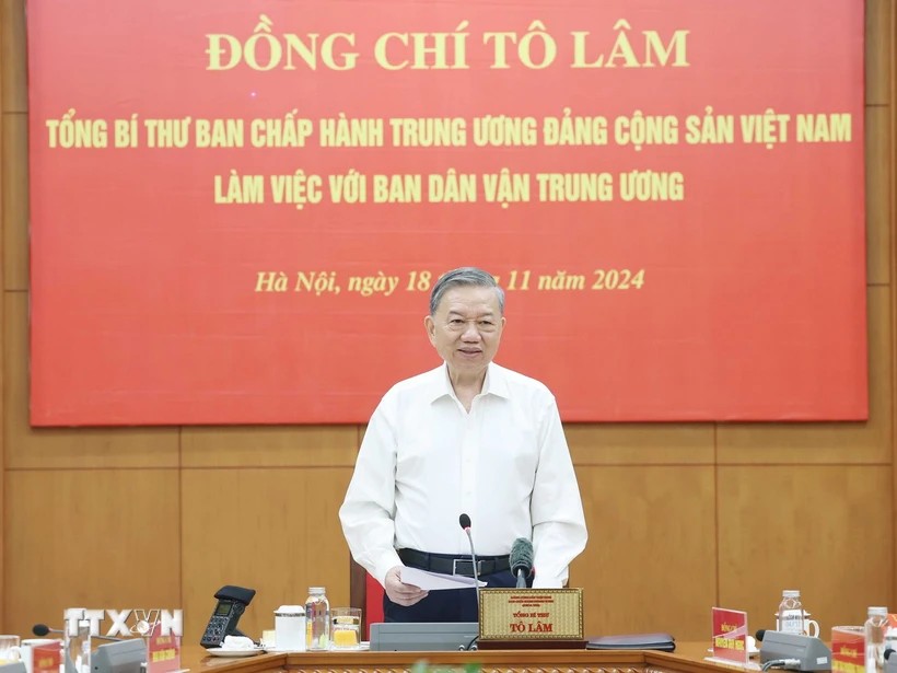 Tong Bi thu To Lam yeu cau huy dong suc manh vo dich cua nhan dan, dua dat nuoc vung buoc vao ky nguyen moi, ky nguyen vuon minh cua dan toc. Anh: Thong Nhat/TTXVN