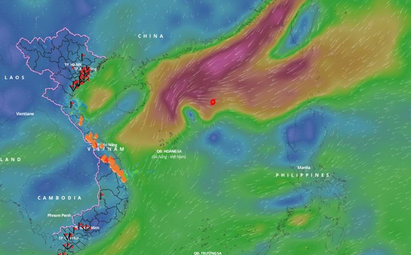 Updated position of storm No. 9 Man-yi at 9:00 a.m. on November 19. Photo: Vietnam Disaster Monitoring System