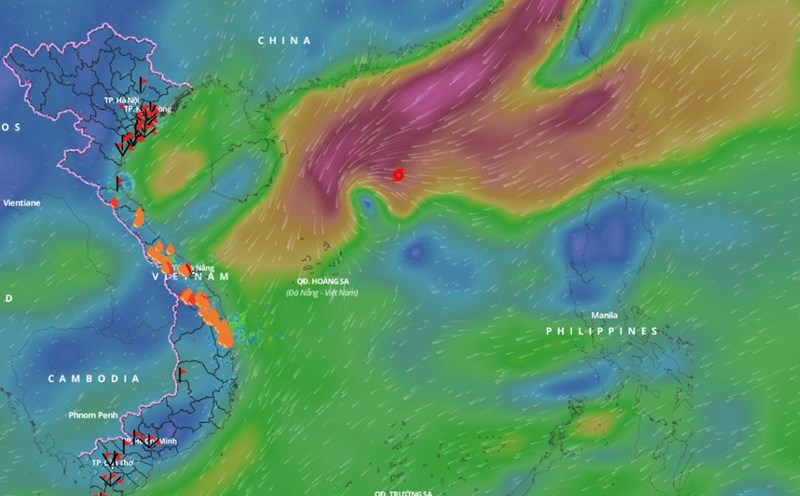 Updated position of storm No. 9 Man-yi at 11:00 a.m. on November 19. Photo: Vietnam Disaster Monitoring System