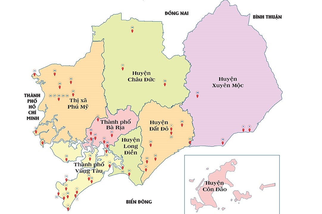 Current administrative map of Ba Ria - Vung Tau province. Photo: Provincial People's Committee