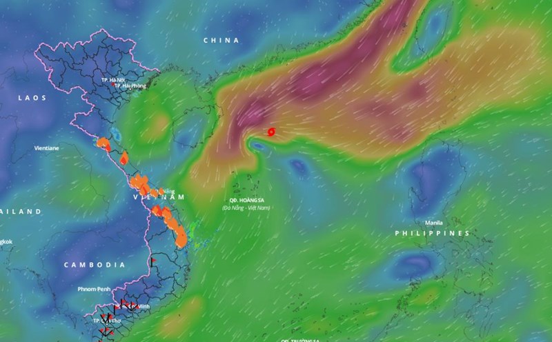 Updated position of storm No. 9 Man-yi at 3:00 p.m. on November 19. Photo: Vietnam Disaster Monitoring System
