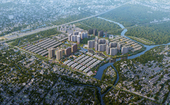 Bo doi cao tang Masteri Grand View toa lac ngay tai vi tri giao diem hai mat tien duong lon cua The Global City.