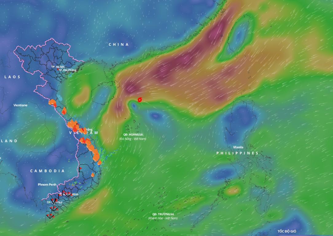 Updated position of storm No. 9 Man-yi at 5 p.m. on November 19. This storm is causing bad weather in the western sea area of ​​the North East Sea. Photo: Vietnam Disaster Monitoring System