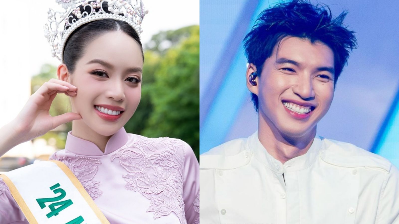 Miss Thanh Thuy and rapper HIEUTHUHAI. Photo: Facebook character