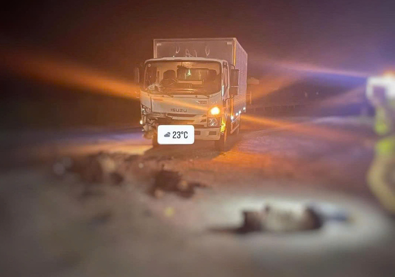 The scene of the accident on National Highway 6 on November 19 that left two people dead or injured. Photo: Provided by local residents