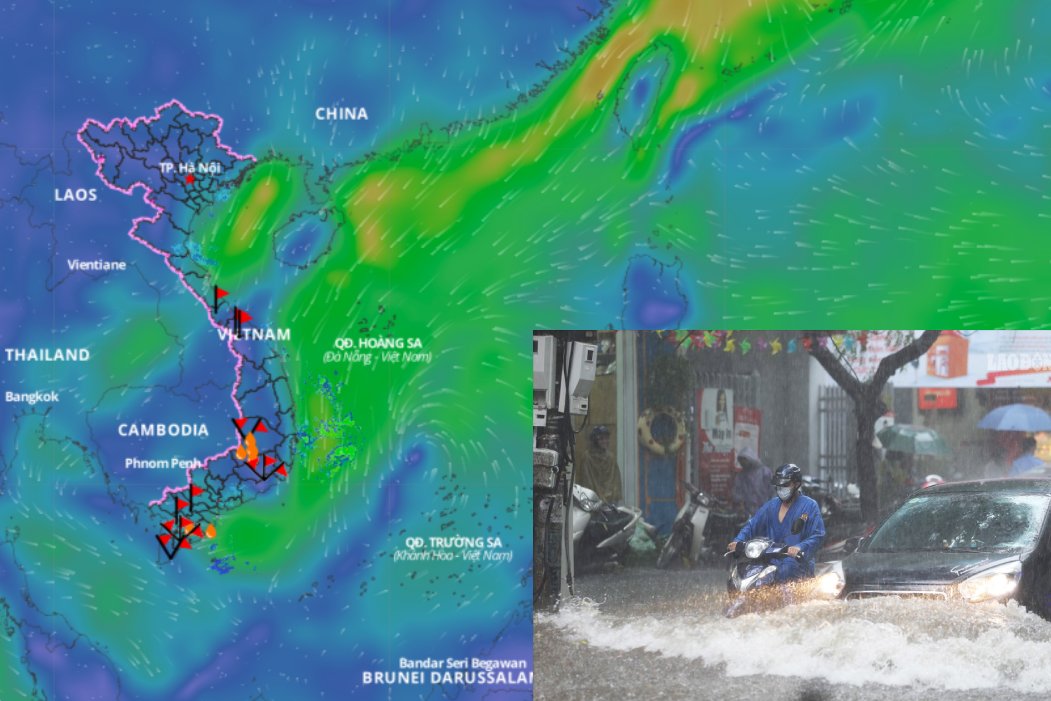 Cold air and bad weather patterns may cause heavy rain in the Central region from November 3. Source: Vietnam Disaster Monitoring System. Photo collage: An An