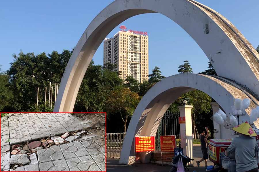 Many parks in Hanoi are shabby and degraded. Photo: Lan Huong - Thao Van.