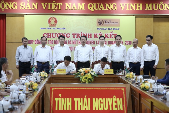 Tap doan T&T Group tiep tuc tai tro cho cau lac bo nu Thai Nguyen giai doan 2025-2030. Anh: Viet Anh