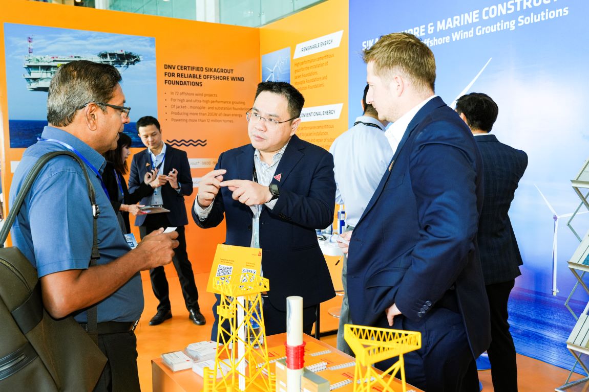 Sika accompanies the wind power industry with a comprehensive solution chain for offshore wind grouting introduced at the Exhibition. Photo: Provided by the company