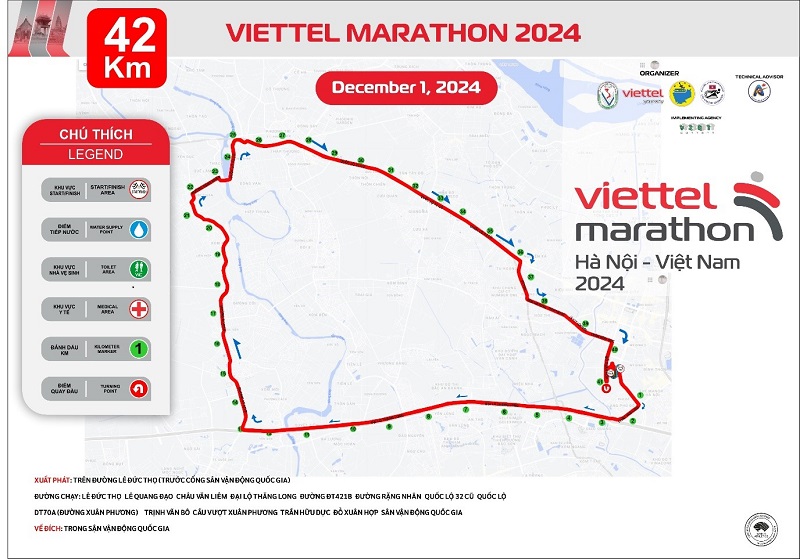 BTC da chinh thuc cong bo cung duong chay 42,195 km, hua hen mang den trai nghiem chua tung co cho VDV khi duoc tan huong khung canh binh yen ngay tai Ha Noi ma khong phai di dau xa. Anh: Viettel  