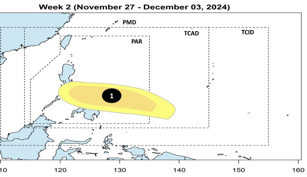 Du bao xuat hien ap thap gan Philippines trong tuan tu 27.11-3.12.2024. Anh: PAGASA