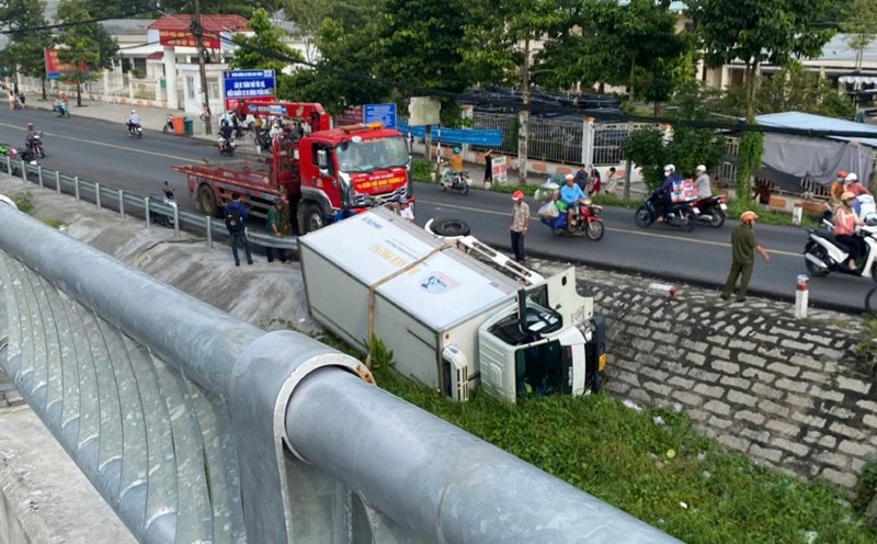 The scene of the truck accident. Photo: Phuong Vu