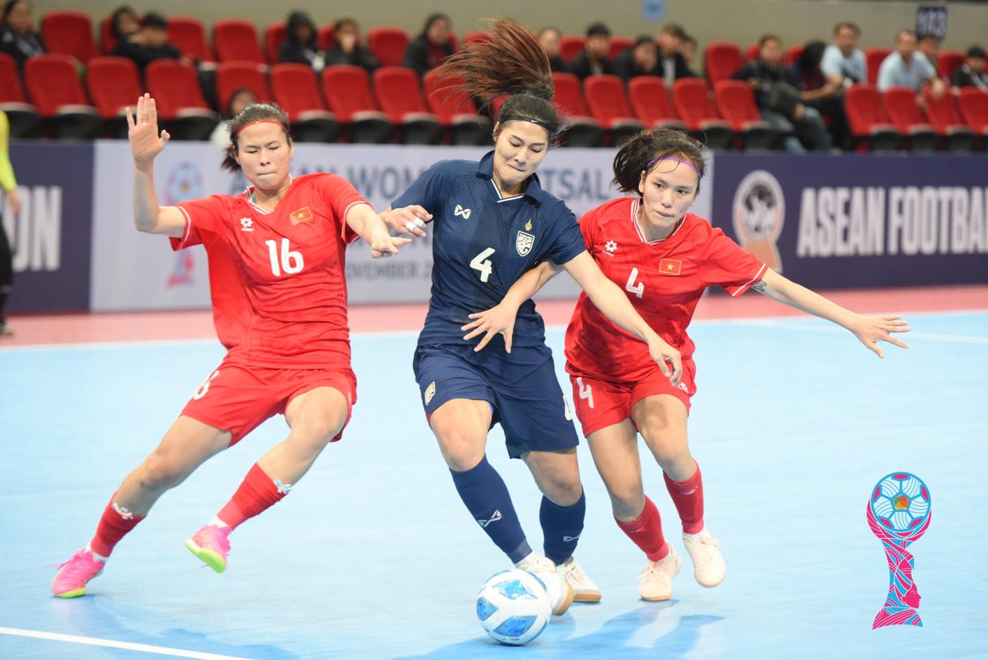 Vietnam women's futsal team faces Thailand in the final match of the 2024 Southeast Asian women's futsal tournament. Photo: AFF