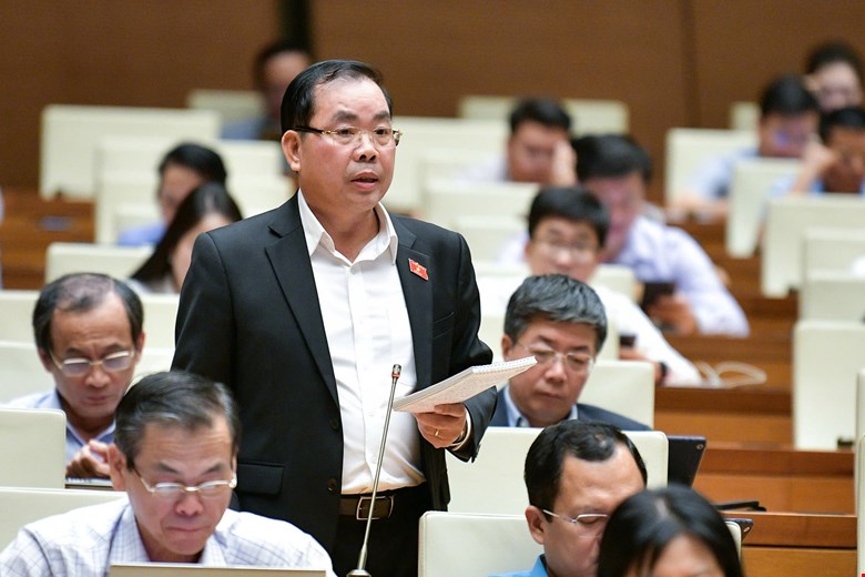 Delegate Nguyen Quang Huan (Binh Duong Delegation) contributed his opinion on the model of Thuy Nguyen City. Photo: National Assembly