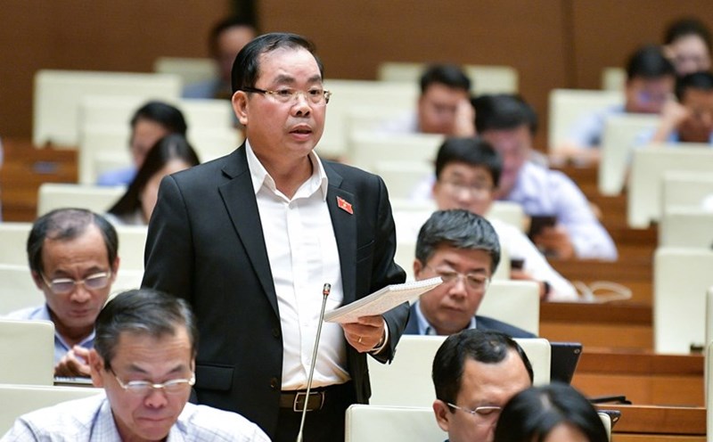 Delegate Nguyen Quang Huan (Binh Duong Delegation) contributed his opinion on the model of Thuy Nguyen City. Photo: National Assembly