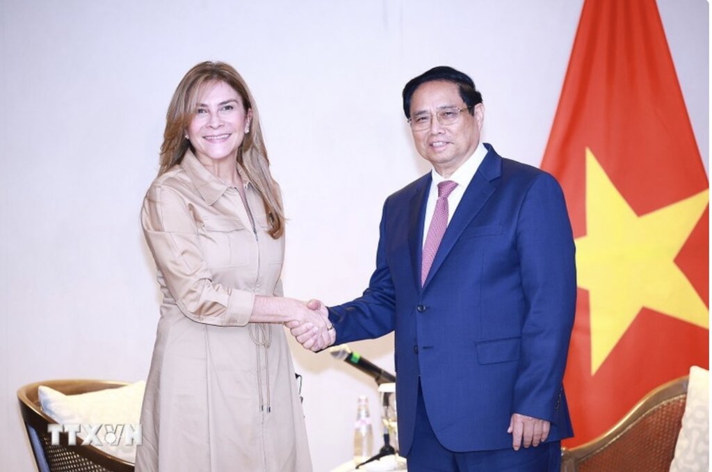 Prime Minister Pham Minh Chinh received Ms. Carolina Mejia - General Secretary of the ruling Modern Revolutionary Party (PRM), Mayor of Santo Domingo City, Dominican Republic. Photo: VGP