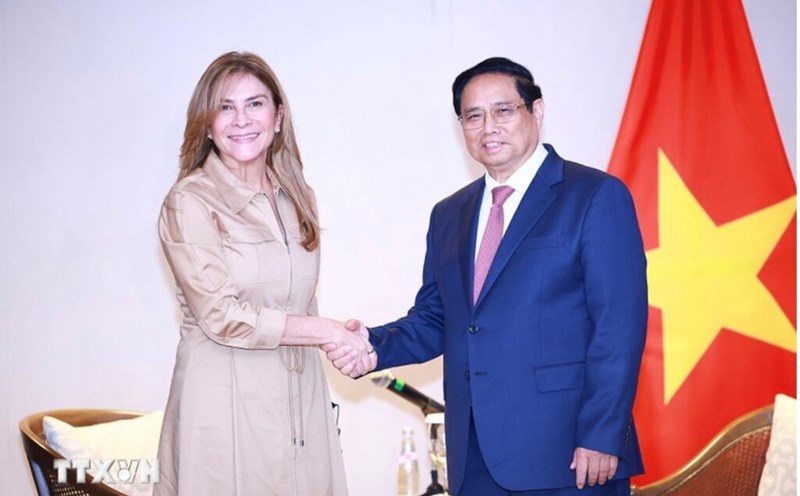 Prime Minister Pham Minh Chinh received Ms. Carolina Mejia - General Secretary of the ruling Modern Revolutionary Party (PRM), Mayor of Santo Domingo City, Dominican Republic. Photo: VGP