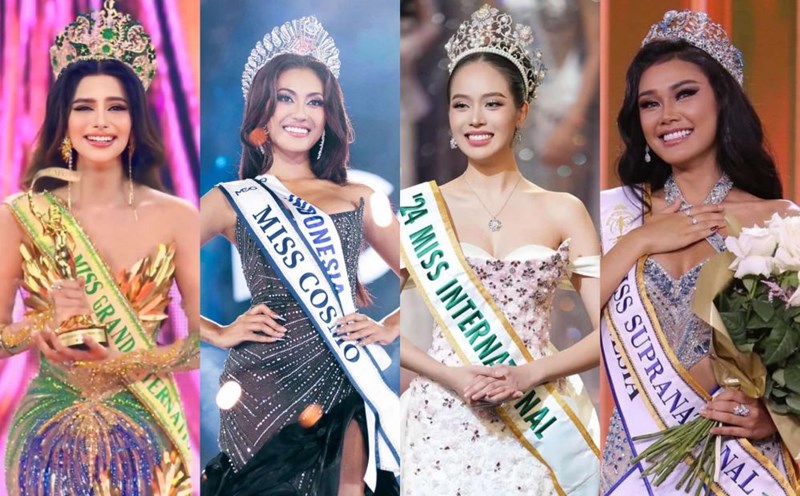 4 Asian beauties crowned at international beauty pageants in 2024: Rachel Gupta (Miss Grand International), Ketut Permata Juliastrid (Miss Cosmo), Huynh Thi Thanh Thuy (Miss International), Harashta Haifa Zahra (Miss Supranational). Photo: Organizing Committee