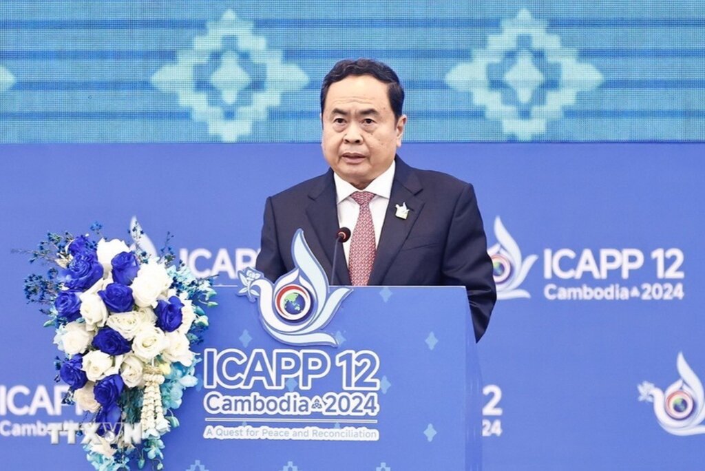 National Assembly Chairman Tran Thanh Man speaks at the conference. Photo: VNA