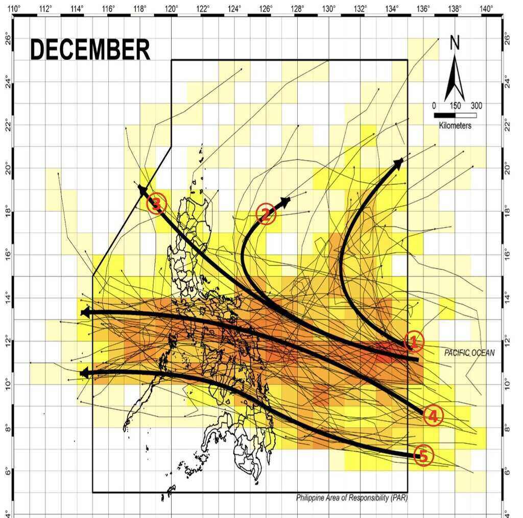 Bao gan Philippines trong thang 11, thang 12 deu co the huong ve Viet Nam. Anh: PAGASA