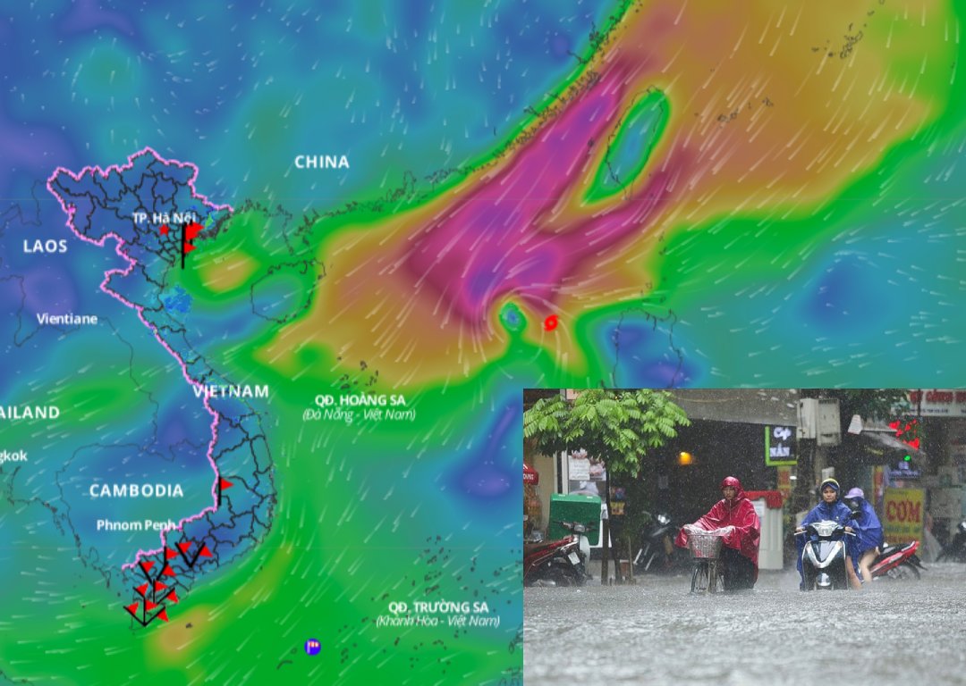 Forecasts for storms and floods from now until the end of 2024 are still complicated. Photo collage: An An/Source: Vietnam Disaster Monitoring System