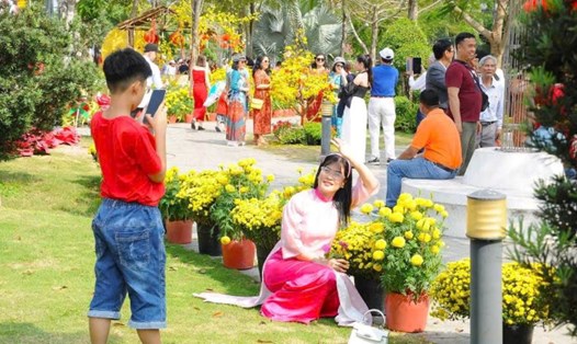 Vườn hoa nghệ thuật Cần Thơ Tết Giáp Thìn 2024. Ảnh: Yến Phương