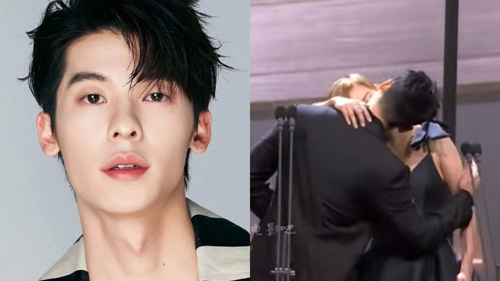 Hua Quang Han kisses his senior on stage. Photo: Weibo