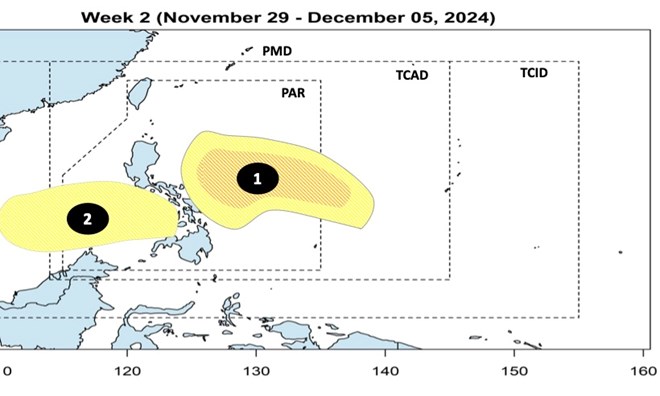 Du bao bao, ap thap quanh Bien Dong dau thang 12. Anh: PAGASA