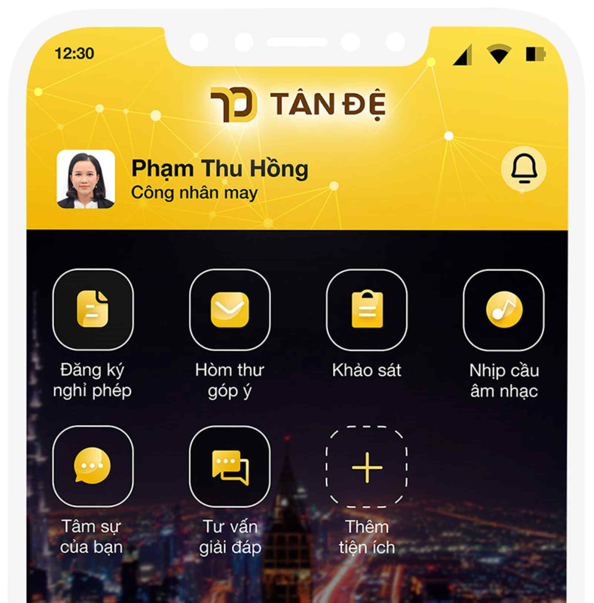 Tan De application developed by the company is exclusively for working staff and workers. Screenshot