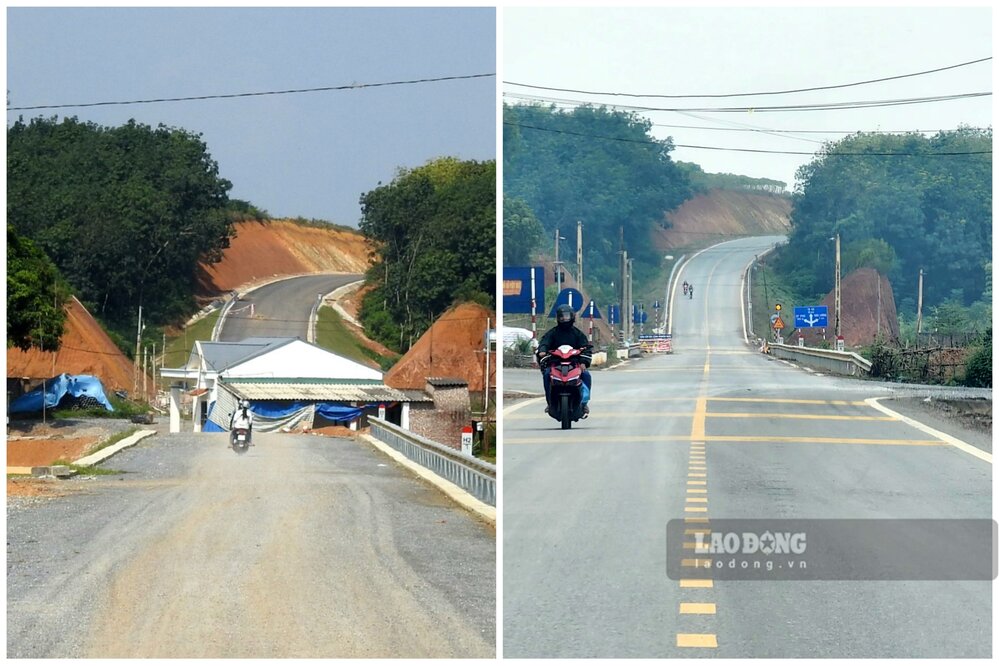After a year of "busy" solving problems in site clearance, the main inter-regional road connecting Phu Tho - Yen Bai has almost been completely opened. Photo: To Cong.