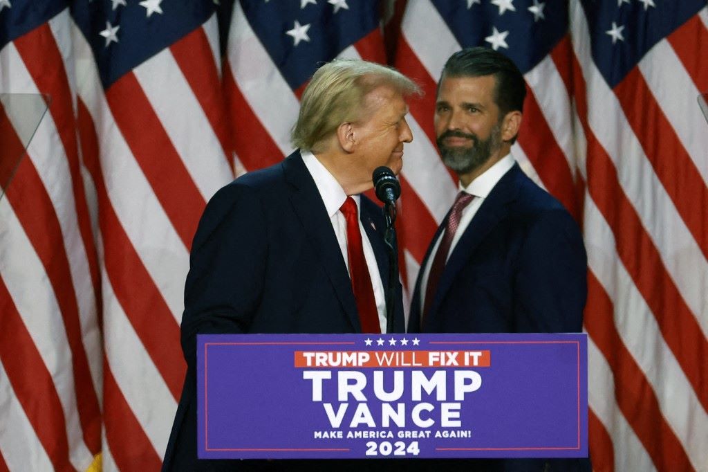 Mr. Donald Trump and his son Donald Trump Jr. Photo: AFP