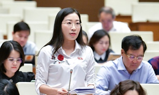 Đại biểu Quốc hội Hoàng Thị Thanh Thúy đề nghị cân bằng lợi ích khi quảng cáo trên truyền hình. Ảnh: Phạm Thắng