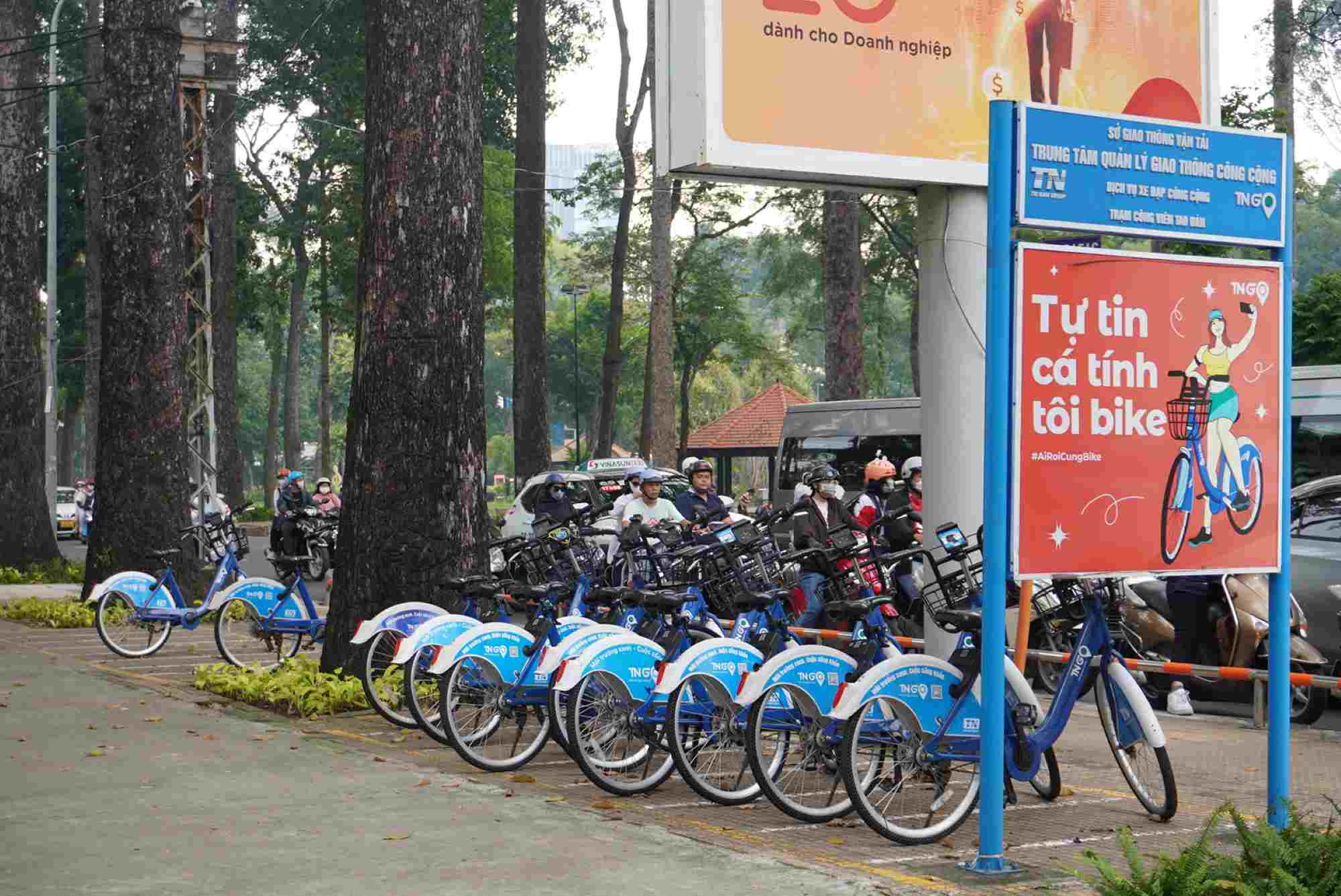 The public bicycle station on Truong Dinh Street (HCMC) is deserted, even on weekends. Photo: Ngoc Anh